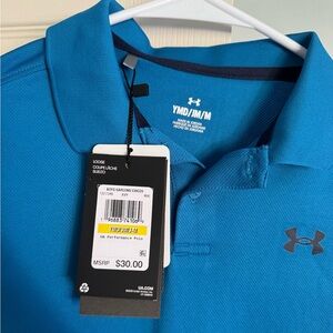 NWT Under Armour Performance Polo Youth medium blue